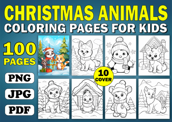Christmas Animals Coloring Pages for Kids – Volume 5