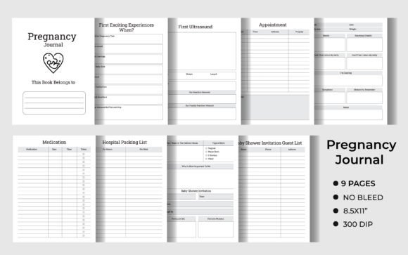 Pregnancy Journal KDP Interior for Print-Ready Memory Keeping