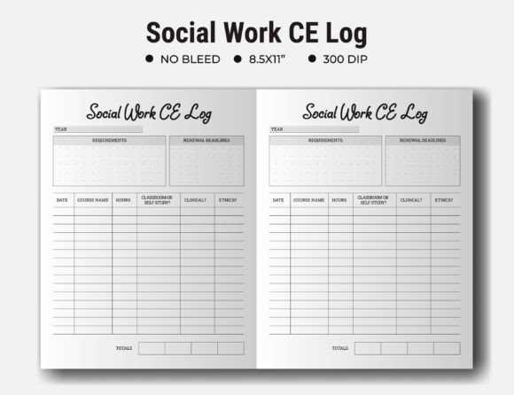 Social Work CE Log and KDP Interior: A Practical Tracker for Professionals