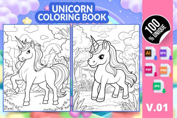 Unicorn Coloring Book KDP Interior V01